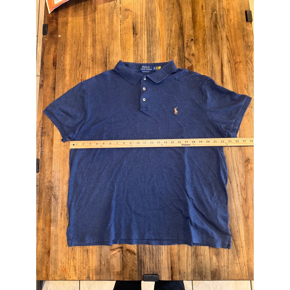 Polo Ralph Lauren Mens Custom Slim Fit Polo Shirt Navy Blue Heather XL Short Slv